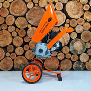 Trituradora de jardín a gasolina FM6DD con motor de 4 tiempos de 6 HP para ramas de hasta 50 mm, accionamiento directo con cuchillas de doble filo