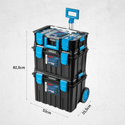 Högert Technik - Juego de cajas 4 en 1 HT7G500, herramientas de bricolaje, caja de herramientas, caja de herramientas con ruedas, resistente a daños, maletín de herramientas, cierres de ABS, estructura modular