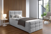 Cama con canapé 100x200 cm, cama tipo boxspring gris Argentaro