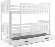 Interbeds Litera 200x90cm cama alta cama doble con cajón cama de madera de pino cama infantil cama juvenil con somier y barrera de seguridad (blanco, 200x90)