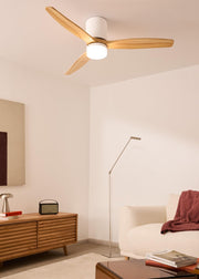 CREATE / WINDCALM CONCRETE / Ventilador de techo blanco madera clara con mando a distancia / 40W, carcasa de yeso personalizable, Ø132 cm, programable, función verano-invierno, luz LED de 3 temperaturas