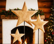 Estrella de madera sobre soporte de hierro, 4 tamaños, maciza, decoración invernal natural