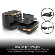 Freidora de aire Ninja Foodi FlexDrawer Dual Zone AF500EUCP 10,4 L con separador extraíble, 7 en 1, negro y cobre