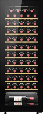 Candy DiVino CWC058, Vinoteca, 58 Botellas, WiFi, App hOn, Puerta Reversible, 10 Baldas, Tratamiento Anti-UV, Compresor Antivibraciones, Iluminación LED, Control Digital, Tirador Integrado, 37 dB, Negro