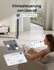 Ventilador de torre inteligente DREO muy silencioso, ventilador oscilante de 120° con refrigeración, ventilador de pie de 25 dB con control remoto para dormitorio, 12 velocidades, 4 modos, temporizador de 12 horas, Pilot Max S