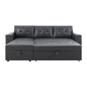 Sofá seccional reversible convertible con cama extraíble, chaise longue con almacenamiento oculto y patas duraderas