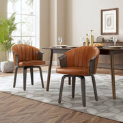 Sillas de comedor giratorias de madera curvada y PU (juego de 2)