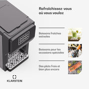 Klarstein ArcticBlend Máquina de hielo 3 en 1, 20 kg/24 h, cubitos de hielo y hielo picado, dispensador de agua, depósito de 6 L, acero inoxidable, máquina de hielo doméstica, negro