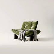 Sillón decorativo de chenilla sin brazos, tapizado, negro contemporáneo