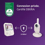 Monitor de bebé con vídeo Philips AVENT Premium, certificado por DEKRA, privado y seguro con cámara y audio, pantalla de 3,5", zoom x4, visión nocturna, nanas, temperatura ambiente, 12 h en modo Eco, SCD891/26