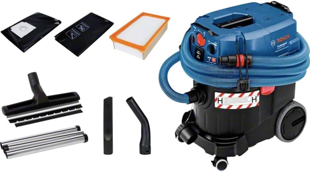 Aspirador en seco y húmedo Bosch Professional GAS 35 H AFC (potencia 230V, 1.200 vatios, depósito de 35 L, incl. manguera)