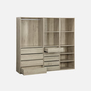 sweeek - Kit vestidor modular de 3 elementos MODULO. Natural. 200 x 45 x 180 cm