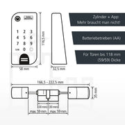 BURG-WÄCHTER Cerradura electrónica para puerta ENTRYeasy 7602 FP Cilindro Teclado App Huella dactilar Código PIN Llave inalámbrica Acero inoxidable