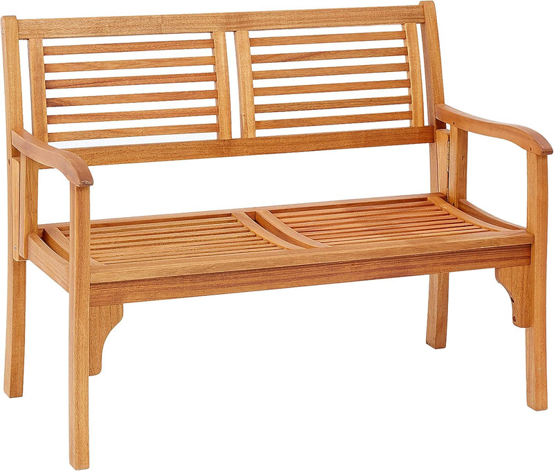 Banco plegable Dehner Douglas, 2 plazas, aprox. 119 x 62 x 90 cm, de madera de acacia con certificación FSC®, natural