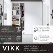 VIKK - Armario ropero con puertas correderas, Armario Mare - Salón, recibidor, dormitorio - Armario guardarropa con espejo - Sistema de puertas correderas, construcción robusta - Armario fabricado bajo pedido