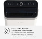 Acondicionador de aire móvil Bosch Cool 4000 - 3 en 1: aire acondicionado, deshumidificador, ventilador - 2,6 kW para habitaciones de hasta 35 m² - Con modo automático, modo silencioso y modo de suspensión