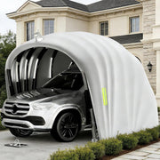 Cochera semiautomática de acero inoxidable, marquesina plegable para exteriores, garaje móvil para exteriores, L 5,5 m x A 2,5 m x Al 2,3 m / L 5,9 m x A 2,7 m x Al 2,45 m (Gris) (5,9 x 2,7 x 2,45 m)