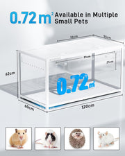 Jaula para hámster BUCATSTATE 3.0: Jaula de metal para ratas y animales pequeños, grande, apilable y de fácil montaje, 120L x 60An x 62Al cm, para roedores, ratones y hámsteres enanos (0,72 m², blanca)