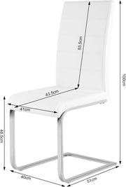 WOLTU Juego de 4 sillas de comedor, silla cantilever, silla voladiza, silla de cocina, silla tapizada, con respaldo alto, piel sintética, para comedor, mesa de comedor, cocina, sala de estar, oficina, blanco, BH378ws-4