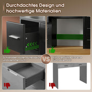 Tocador grande JUMMICO con iluminación LED ajustable y enchufes, tocador con espejo y 7 cajones, tocador moderno con 10 luces LED para dormitorio, negro