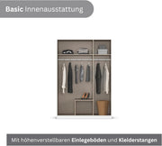 Rauch Möbel Lagoa, armario, ropero para dormitorio, habitación infantil, habitación juvenil, 3 puertas con espejo, 2 cajones, con accesorios básicos, color blanco, ancho 136 cm