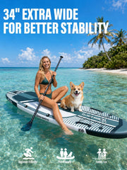 TIGERXBANG Tabla de surf de remo inflable (SUP) con accesorios, 335 × 86 × 15 cm, tabla SUP para adultos, colección Shadow