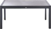 Mesa de jardín Beliani HPL efecto piedra gris rectangular 160/220x90 cm extensible con estructura de metal negra Binasco