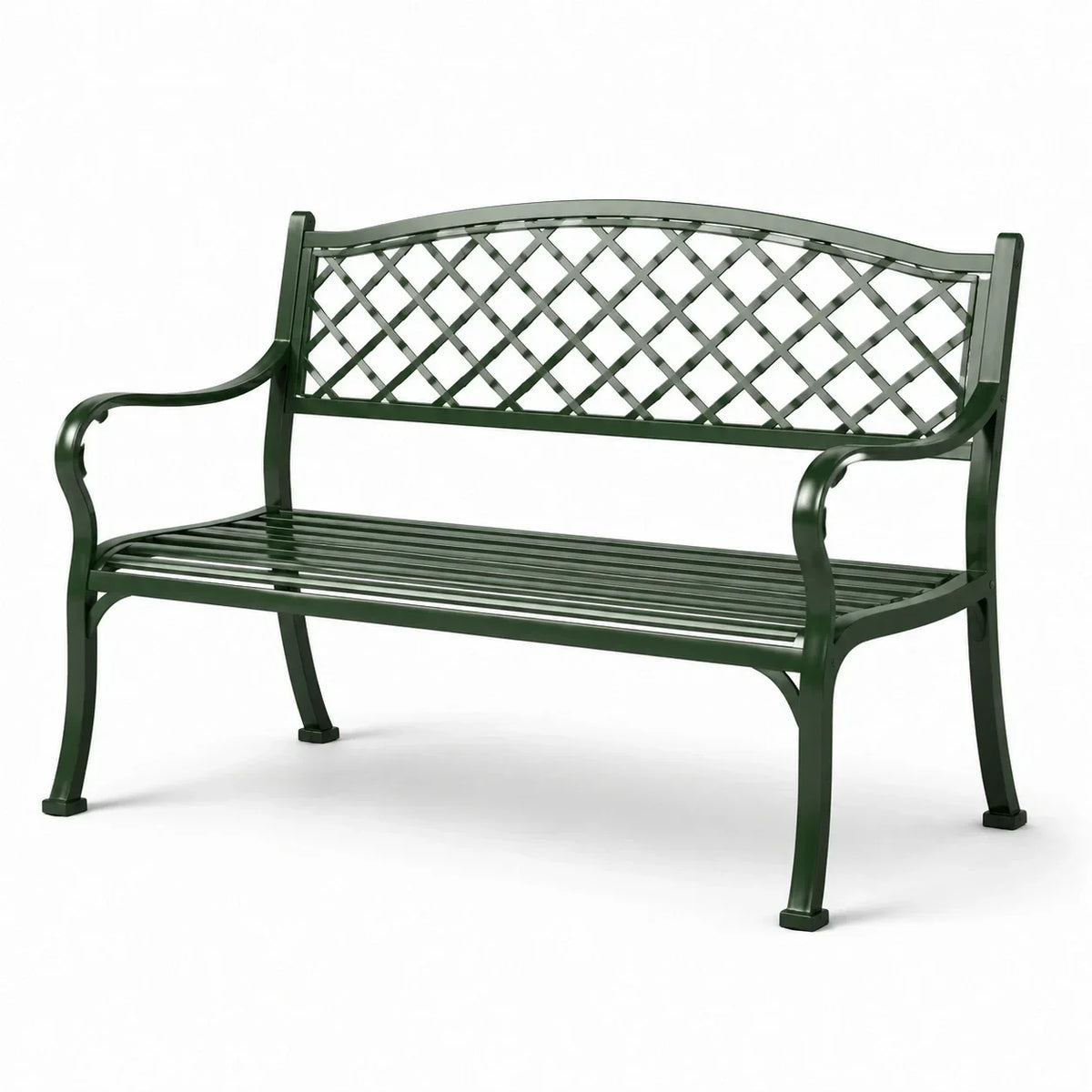 Banco de jardín de metal acero 125x60x80 cm verde