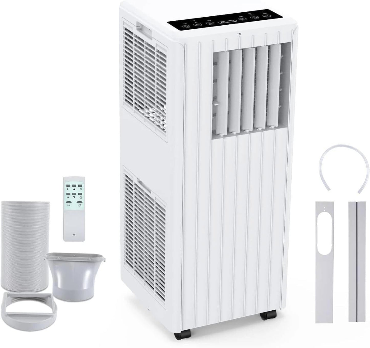 Aire acondicionado portátil 7000 BTU 2,05 kW, 3 en 1: refrigeración, deshumidificador 36 l/día, ventilador, modo nocturno, temporizador de 24 h, control remoto, para habitaciones de hasta 28 m², kit de evacuación para ventana incluido