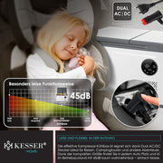 Nevera portátil con compresor KESSER 2 en 1 de doble zona, refrigeración y congelador eléctrico con 2 acumuladores de frío y panel táctil LED | Refrigerador con enfriamiento hasta -20 °C para camping, coche, camión 12/24V 230V