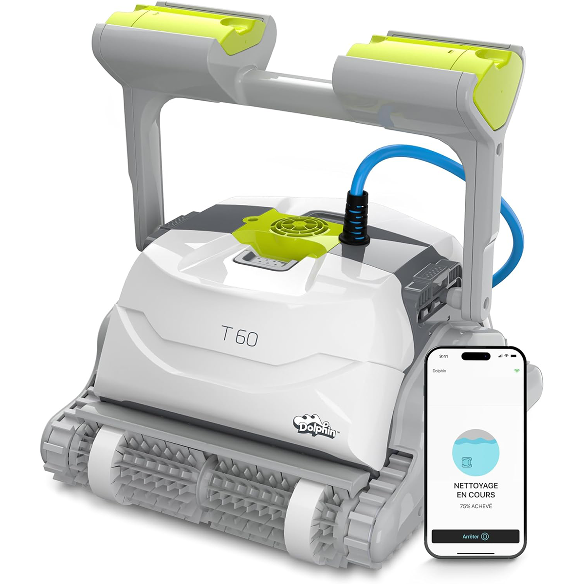 Robot limpiafondos eléctrico DOLPHIN T60 - Limpieza de paredes, para piscinas enterradas de hasta 15 m