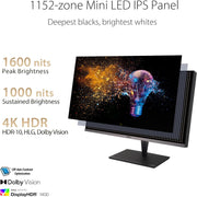 ASUS ProArt PA32UCG-K - Monitor PC 32'' 4K IPS MiniLED - 3840x2160-120Hz - 1600cd/m² - Display Port, 3X HDMI, 2xUSB-C Thunderbolt y 3X USB-A - △E< 1 - HDR 10 - X-Rite i1 DisplayPro - Garantía 5 años