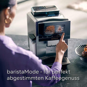 Cafetera superautomática Siemens EQ900 TQ903D03, control por app, pantalla táctil intuitiva, modo barista, AromaBoost, reducción de ruido, molinillo premium, limpieza automática con vapor, 1500 W, acero inoxidable