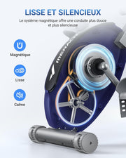 MERACH Bicicleta estática plegable 4 en 1, bicicleta de ejercicio con monitor LCD y medición de pulso manual, bicicletas de fitness magnéticas con cómodo cojín de asiento, para el hogar, que ahorra espacio