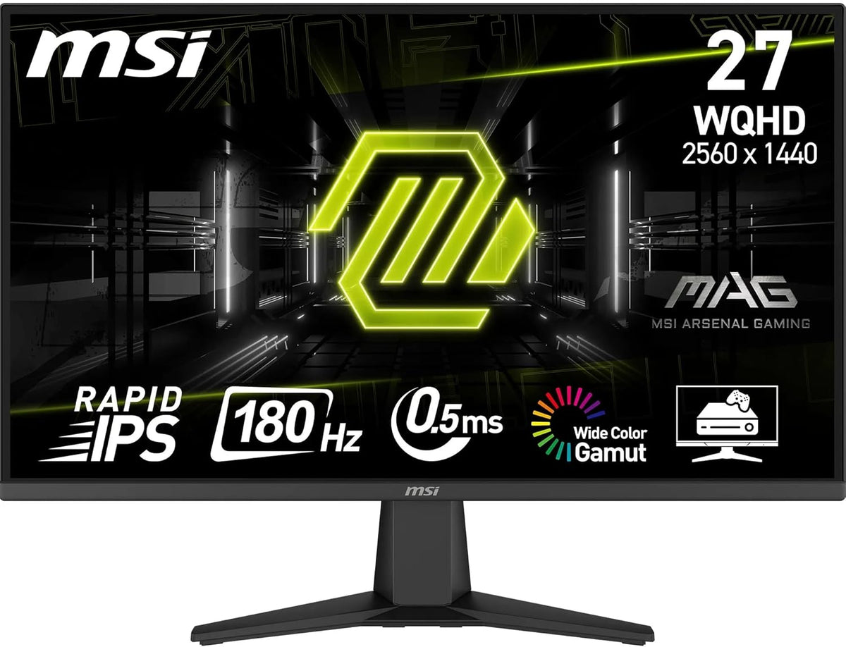 Monitor Gaming MSI MAG 275QF 27" WQHD - Panel Rapid IPS 2560 x 1440, 180 Hz / 0,5 ms (GtG, mín.), gama de colores sRGB 101%, AMD FreeSync, HDR Ready - DisplayPort 1.4, HDMI 2.0b (WQHD 144Hz)