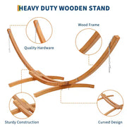 Soporte para hamaca, soporte universal resistente de madera para exteriores, resistente a la intemperie, capacidad de 475 libras, curvado para patio, jardín, interior