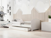 Cama infantil KOBI LUK con colchón, blanco | para habitaciones infantiles | para niño y niña | cuna para niños | (con cajón, 140x70)