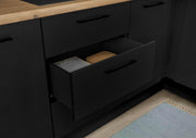 Cocina en L Turin 220 x 211 x 60 cm, negro - Sin electrodomésticos - Cocina moderna y espaciosa con aspecto de roble artesano y gran capacidad de almacenamiento