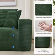 Sofá moderno de 108", sofá tapizado de 3 plazas en forma de L con cojines, sofá de asiento profundo, no requiere montaje
