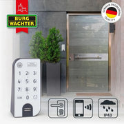 BURG-WÄCHTER Cerradura electrónica para puerta ENTRYeasy 7602 FP Cilindro Teclado App Huella dactilar Código PIN Llave inalámbrica Acero inoxidable