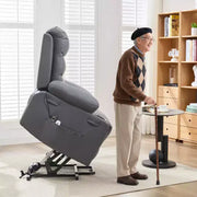 Sillón reclinable elevador eléctrico, reclinables eléctricos para ancianos con calor y masaje, asistencia para levantarse con portavasos, bolsillo lateral, para sala de estar