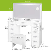 Tocador Moasis 46 con enchufe integrado, espejo iluminado y soporte para secador de pelo - 55.8" Al. x 46" An. x 11.7" Prof.