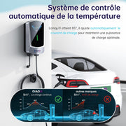 QIAO)) Cargador de vehículo eléctrico de 7,4 kW tipo 2 con cable de carga de 7 m, aplicación inteligente, pantalla LCD de 4,3", estación de carga para coche eléctrico de hasta 32 A, cargador tipo wallbox para montaje en pared con soporte para cable EV