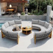 Conjunto de muebles de exterior para 6 personas con cojines y 1 mesa de centro