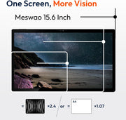 Tableta MESWAO de 15,6 pulgadas, MES-B3 Android 14 Tablet grande con pantalla IPS, Helio G99 Octa-Core, 6GB RAM+128GB ROM (1TB TF), 12000mAh, BT5.0, WiFi 2.4G/5G, cámara de 32MP