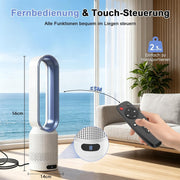 Ventilador sin aspas con mando a distancia, enfriador de aire cooling ace, aire acondicionado portátil, 8 velocidades, oscilación de 90°, temporizador de 2H, ventilador sin aspas de 30W de bajo consumo para dormitorio y hogar (Azul)
