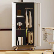Gabinete de almacenamiento para garaje con ruedas y tablero perforado, armario de metal con cerradura de 72" de altura, 2 puertas y 4 estantes ajustables para taller de garaje