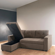 Sofá seccional reversible convertible con cama extraíble, chaise longue con almacenamiento oculto y patas duraderas