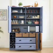 Despensa de cocina independiente Whisen de 71'' de altura, armario de almacenamiento grande para comedor, alacena con 4 puertas plegables, estantes y botelleros