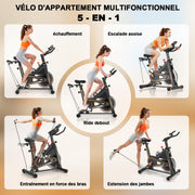 Bicicleta Estática, Bicicleta de Interior Ultrasilenciosa DMASUN, Bicicleta Estática con Resistencia de Ajuste Continuo, Cardio en Casa, Manillar y Sillín Ajustables, Portabotellas, Capacidad 160 kg